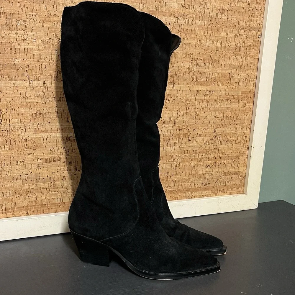 Dolce Vita Boots Knee High Boot Women Us 10 Black Suede Zipper Closure Worn Once